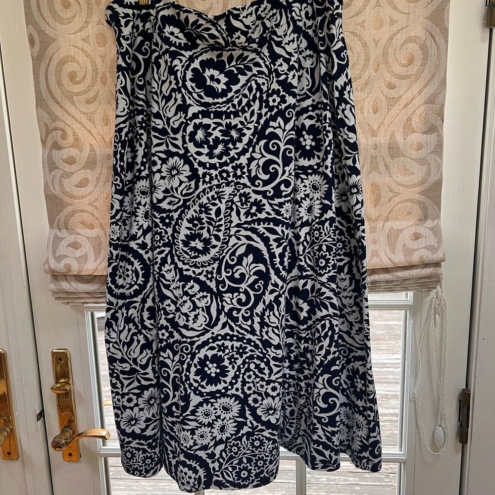 Talbots navy and white knit maxi skirt